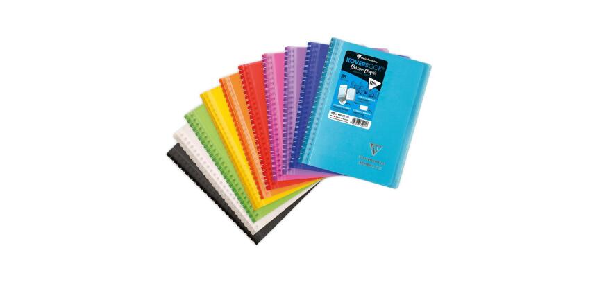 Carnet dessin/croquis Koverbook reliure intégrale enveloppante A5 100 pages papier blanc 125 g couverture polypropylène transparent - Assortis