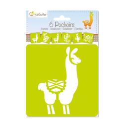 * Set de 6 pochoirs enfant, Lamas/Cactus - Vert
