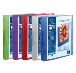 Exacompta Classeur à anneaux Kreacover 2 anneaux, 5 couleurs assorties: turquoise, vert, rouge, crist...