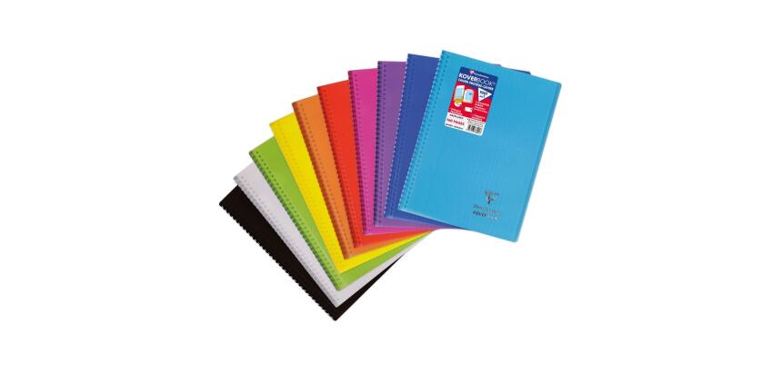 Cahier reliure intégrale enveloppante Koverbook A4 160 pages grands carreaux couverture polypropylène transparent - Assortis