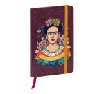 Frida Kahlo, Carnet rembordé rigide A6 10,5x14,8 cm, 160 pages, uni, marque page, fermeture élastique, ass.