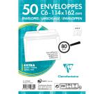 Paquet de 50 Enveloppes Blanches C6-114x162mm - Auto-Adhésives - 80g/m2 - Caisse de 2000 - Blanc