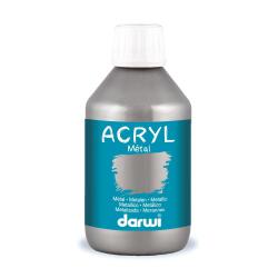 Darwi Flacon de 250 ml de Peinture Acrylique Universelle Métallique - Argent