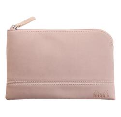 Rhodiarama pochette zippée en simili cuir - taille S (11x17 cm) - Touche de rose