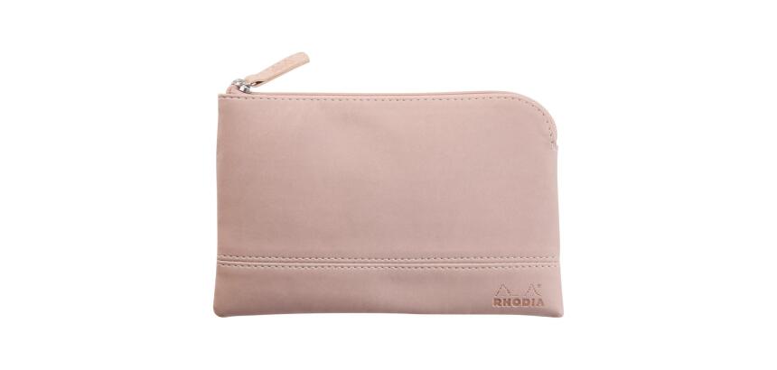 Rhodiarama pochette zippée en simili cuir - taille S (11x17 cm) - Touche de rose