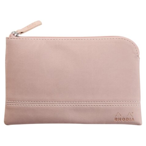 Rhodiarama pochette zippée en simili cuir - taille S (11x17 cm) - Touche de rose