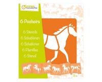 Set de 6 pochoirs enfants, Chevaux - Orange
