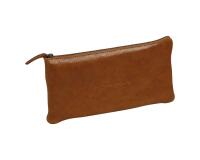 Trousse en cuir glacé Cognac Flying Spirit Plate 22x11cm - Cognac