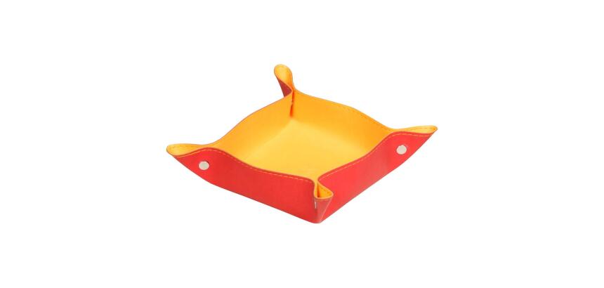 Rhodiarama vide-poche réversible simili cuir italien 12x12x4,5 cm - Coquelicot