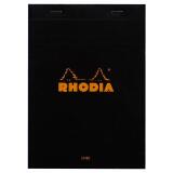 Bloc agrafé Rhodia N°16 14,8x21 cm 80 feuillets ligné avec marge 80g - Noir