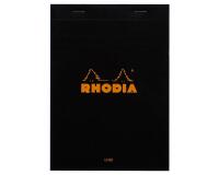 Bloc agrafé Rhodia N°16 14,8x21 cm 80 feuillets ligné avec marge 80g - Noir