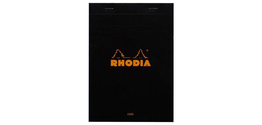 Bloc agrafé Rhodia N°16 14,8x21 cm 80 feuillets ligné avec marge 80g - Noir