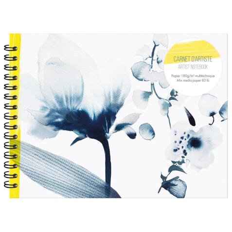 Inkebana, Carnet d'artiste reliure intégrale 32x24 cm, 40 feuilles de papier dessin blanc multitechniques 180g - Multicolore