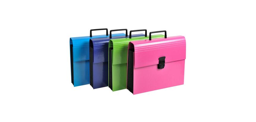 Trieur valisette avec poignée 12 compartiments Iderama - A4 - Couleurs assorties