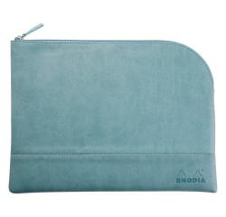 Rhodiarama pochette zippée en simili cuir - taille L (21x28 cm) - Eau