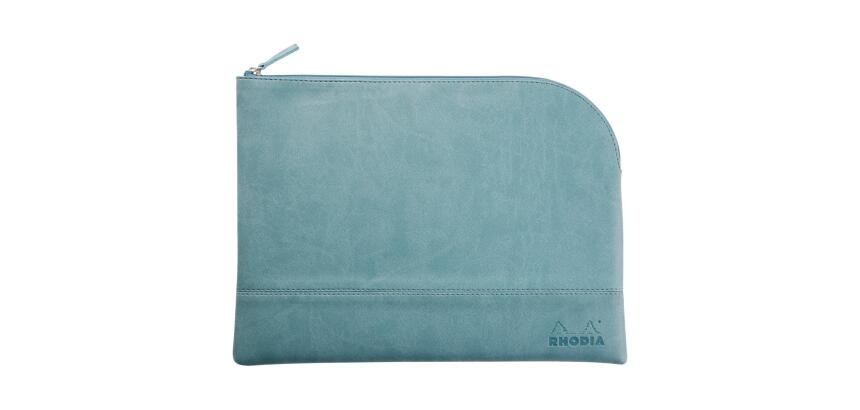Rhodiarama pochette zippée en simili cuir - taille L (21x28 cm) - Eau