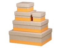 Rhodiarama set 5 boîtes gigognes simili cuir italien 44x34x16 cm - Beige