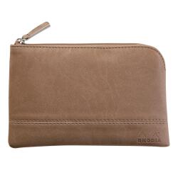Rhodiarama pochette zippée en simili cuir - taille S (11x17 cm) - Taupe
