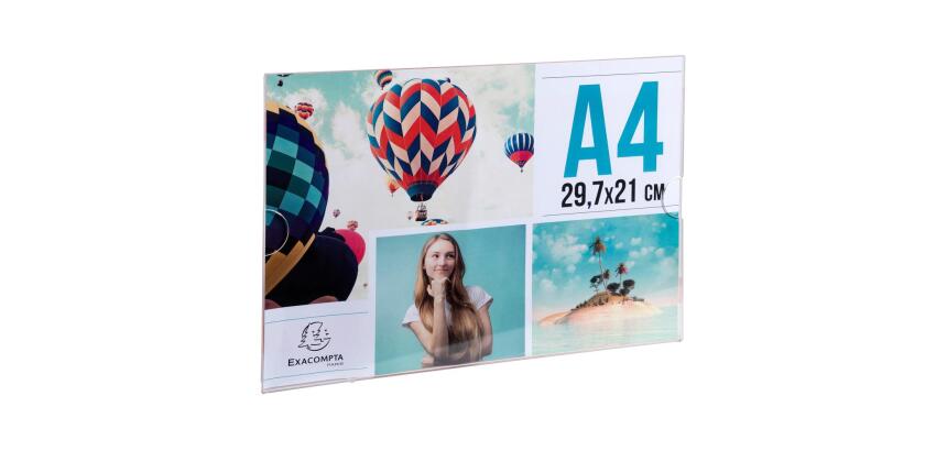 Porte-visuel mural horizontal A4 - Cristal