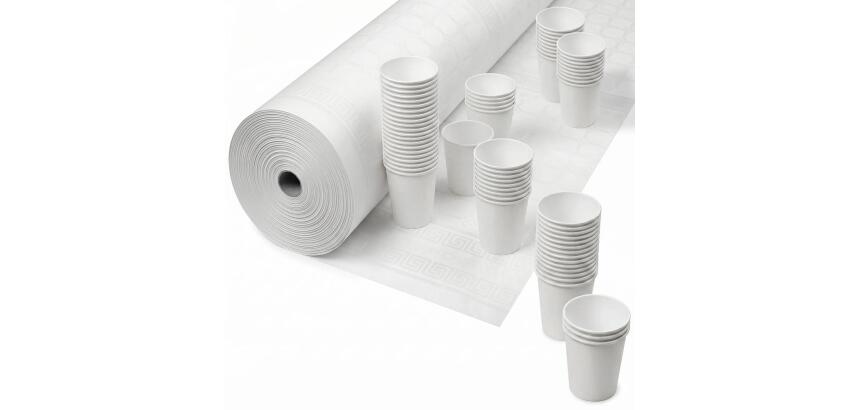 Nappe en rouleau papier damassé - 50x1,18m - Blanc