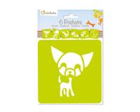 Set de 6 pochoirs enfants, Chiens - Vert