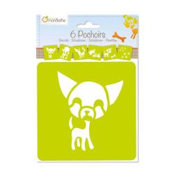 Set de 6 pochoirs enfants, Chiens - Vert