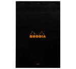 Bloc agrafé Rhodia N°19 21x31,8 cm 80 feuillets ligné avec marge 80g - Noir
