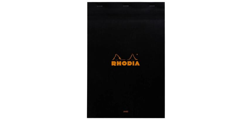 Bloc agrafé Rhodia N°19 21x31,8 cm 80 feuillets ligné avec marge 80g - Noir