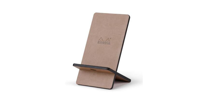 Rhodiarama support pour téléphone mobile simili cuir italien 13x8x8,5 cm - Taupe