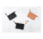 CUIR Petite Pochette 2 compartiments 13x9cm - Noir