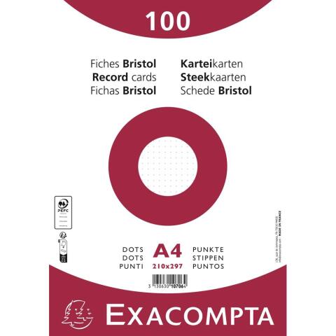 Fichas de cartulina bristol 205 g/m2 - Dots - 210x297 mm - Blanco