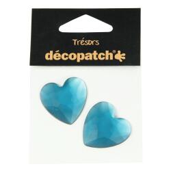 Sachet 2 coeurs 3cm - bleu - Bleu