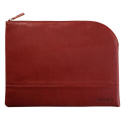 Rhodiarama pochette zippée en simili cuir - taille L (21x28 cm) - Lie de vin