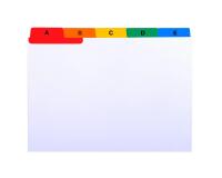 Intercalaires pour boite à fiches, imprimés de A à Z carte blanche 160g 25 compartiments- A6 - Blanc