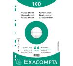 Paquet 100 fiches sous film - bristol quadrillé 5x5 perforé- 210x297mm - Blanc