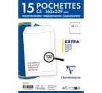Paquet de 15 Pochettes Blanches C5-162x229 mm - Auto-Adhésives - 120g/m2 - Blanc
