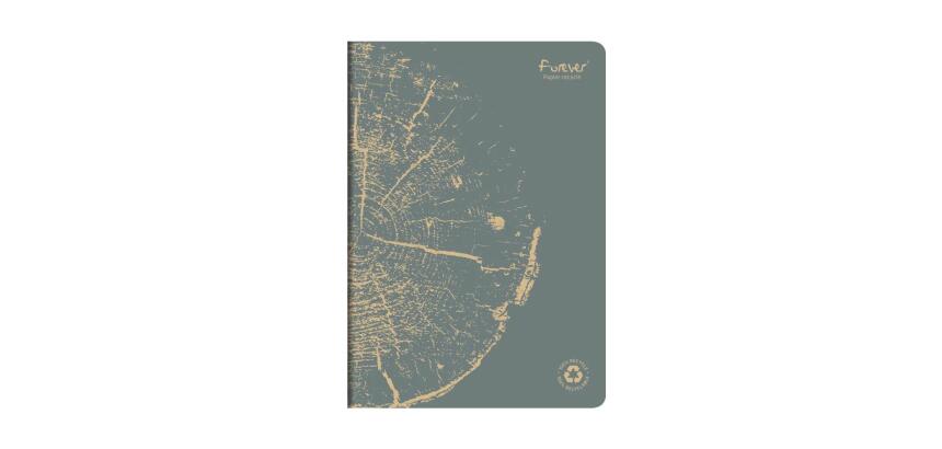 Cahier piqué FOREVER PREMIUM 100% recyclé A4 96 pages ligné papier recyclé blanc 90 g - Gris plomb