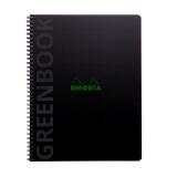 Rhodiactive Greenbook ligné, A4+, perf.4 trous, papier recyclé 90g - Noir