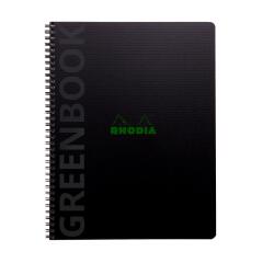 Rhodiactive Greenbook ligné, A4+, perf.4 trous, papier recyclé 90g - Noir