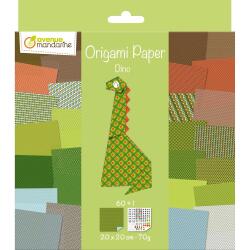 Origami Paper, Dino, 20 x 20 cm, 60F, 70g - Multicolore