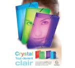 Classeur 4 anneaux plastifié Exacompta Crystal A4 maxi - Dos 4 cm transparent