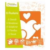 Set de 6 pochoirs enfants, Coeurs - Orange