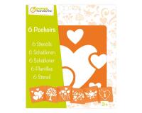 Set de 6 pochoirs enfants, Coeurs - Orange