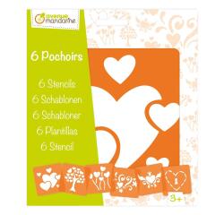 Set de 6 pochoirs enfants, Coeurs - Orange