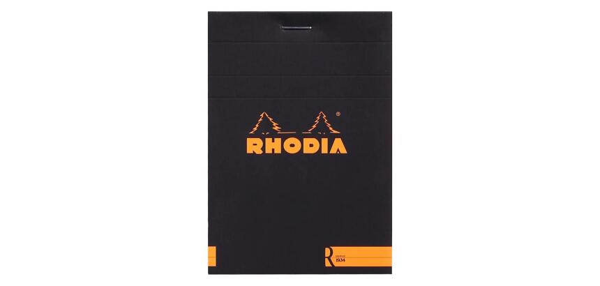 Bloc agrafé Rhodia le R N°12 8,5x12 cm 70 feuillets uni 90g - Noir