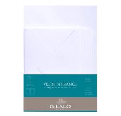 Ensemble Vélin de France 10 feuilles A5 et 5 enveloppes C6 - Blanc