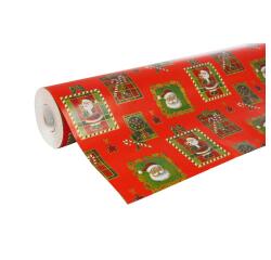 Papier cadeau Alliance, largeur 70 cm - Rouleau de 50 m, PèreNoël mosaïc - Rouge