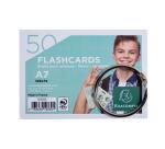 Paquet de 50 Flashcards sous film + anneau - bristol ligné perforé - format A7 - Couleurs assorties