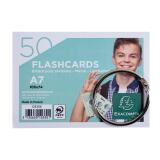 Paquet de 50 Flashcards sous film + anneau - bristol ligné perforé - format A7 - Couleurs assorties