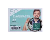 Paquet de 50 Flashcards sous film + anneau - bristol ligné perforé - format A7 - Couleurs assorties